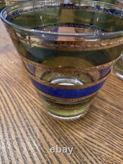 4 MCM 22K Gold Rondo Pattern Culver Ltd Double Old Fashioned Glasses Unused RARE