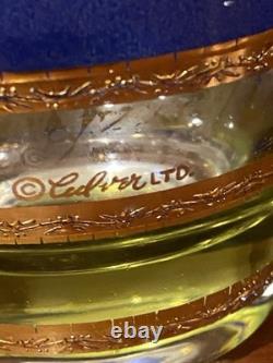 4 MCM 22K Gold Rondo Pattern Culver Ltd Double Old Fashioned Glasses Unused RARE