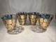 4 MCM Culver CARNIVAL Gold and Turquoise 4? Double Old-Fashioned Glasses