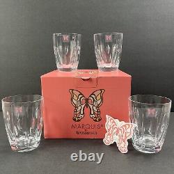 4 Marquis Waterford Sheridan Double Old Fashioned Glasses Cut Crystal 4.5 RARE