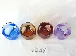 4 Moser Crystal Ice Double Old Fashioned Bar Glasses Aqua Topaz Rosalin Alexand