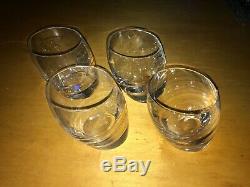 4 Nambe Tilt Crystal Double Old Fashioned Lowball Whiskey Scotch Glasses NEW