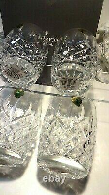 4 New Waterford Araglin Double Old Fashioned Glasses In Box Made In Ireland