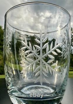 4 Pottery Barn-Snowflake Etched-Double Old-Fashioned Glasses! New & Beautiful