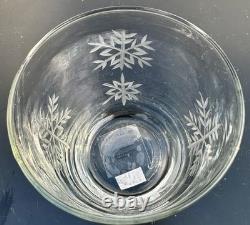 4 Pottery Barn-Snowflake Etched-Double Old-Fashioned Glasses! New & Beautiful
