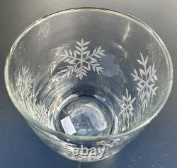 4 Pottery Barn-Snowflake Etched-Double Old-Fashioned Glasses! New & Beautiful