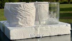4 Pottery Barn-Snowflake Etched-Double Old-Fashioned Glasses! New & Beautiful