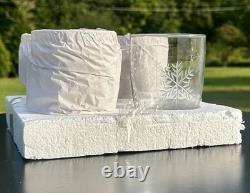 4 Pottery Barn-Snowflake Etched-Double Old-Fashioned Glasses! New & Beautiful
