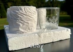 4 Pottery Barn-Snowflake Etched-Double Old-Fashioned Glasses! New & Beautiful
