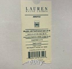 4 Ralph Lauren Argyle 11.1 Oz. Double Old Fashioned Glasses Brand New In box