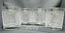 4 Ralph Lauren Argyle Plaid Crystal Double Old Fashioned Glasses