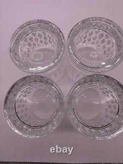 4 Ralph Lauren Crystal ASTON Double Old Fashioned Low-ball Whiskey Glasses Mint