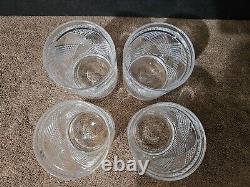4 Ralph Lauren Crystal Argyle Double Old Fashioned Glasses 4.25 Excellent Cond