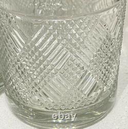 4 Ralph Lauren Crystal Double Old Fashioned Glasses In The Argyle Pattern