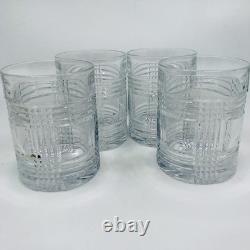 4 Ralph Lauren GLEN PLAID Double Old Fashioned Rocks Glasses Cut Crystal