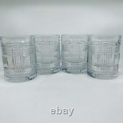 4 Ralph Lauren GLEN PLAID Double Old Fashioned Rocks Glasses Cut Crystal