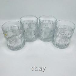 4 Ralph Lauren GLEN PLAID Double Old Fashioned Rocks Glasses Cut Crystal