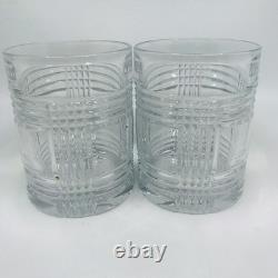 4 Ralph Lauren GLEN PLAID Double Old Fashioned Rocks Glasses Cut Crystal