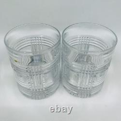 4 Ralph Lauren GLEN PLAID Double Old Fashioned Rocks Glasses Cut Crystal