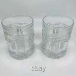 4 Ralph Lauren GLEN PLAID Double Old Fashioned Rocks Glasses Cut Crystal