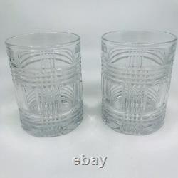 4 Ralph Lauren GLEN PLAID Double Old Fashioned Rocks Glasses Cut Crystal