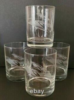 4 Robert Wyland Humpback Whale & Calf 12 oz Double Old Fashioned Whiskey Glasses