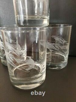 4 Robert Wyland Humpback Whale & Calf 12 oz Double Old Fashioned Whiskey Glasses
