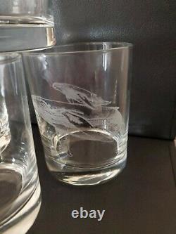 4 Robert Wyland Humpback Whale & Calf 12 oz Double Old Fashioned Whiskey Glasses