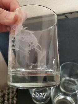 4 Robert Wyland Humpback Whale & Calf 12 oz Double Old Fashioned Whiskey Glasses