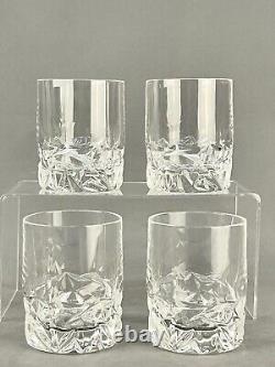 4 Tiffany & Co. Crystal Rock Double Old Fashioned Tumbler Glasses 3 3/4 Mint