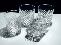 4 VINTAGE WATERFORD CRYSTAL ALANA DOUBLE OLD FASHIONED 12 oz TUMBLER GLASSES
