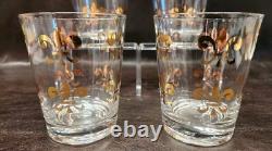 (4) Vintage 1960s Gold Fleur De Lis Old Fashioned/Double Whisky Glasses MCM/EUC (4) Vintage 1960s Gold Fleur De Lis Old Fashioned/Double Whisky Glasses MCM/EUC
