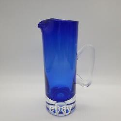 4 Vintage Block Stockholm Cobalt Double Old Fashioned Rock Glasses & Pitcher
