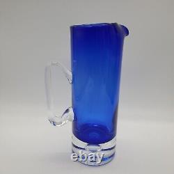 4 Vintage Block Stockholm Cobalt Double Old Fashioned Rock Glasses & Pitcher