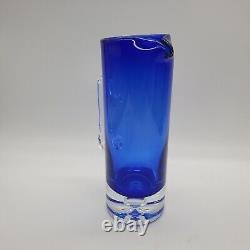4 Vintage Block Stockholm Cobalt Double Old Fashioned Rock Glasses & Pitcher