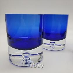 4 Vintage Block Stockholm Cobalt Double Old Fashioned Rock Glasses & Pitcher
