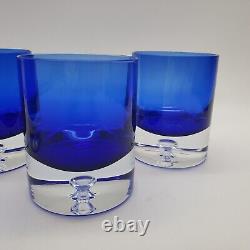 4 Vintage Block Stockholm Cobalt Double Old Fashioned Rock Glasses & Pitcher