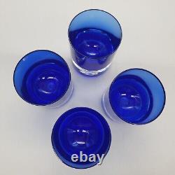 4 Vintage Block Stockholm Cobalt Double Old Fashioned Rock Glasses & Pitcher