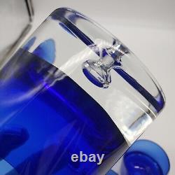 4 Vintage Block Stockholm Cobalt Double Old Fashioned Rock Glasses & Pitcher