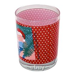 4 Vintage Georges Briard SANTA FLAMINGO Red Hat Double Old Fashioned Glasses