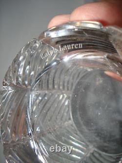 4 Vintage Ralph Lauren Herringbone Double Old Fashioned Crystal Glasses Signed