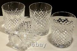 4 Vintage Waterford Alana Double Old Fashioned Tumbler Glasses 4 3/8 Ireland