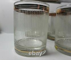 4 Vtg Culver Double Old Fashioned Glasses 22K Gold Trim Empire Gold in box