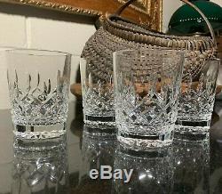 4 Waterford Crystal Lismore 4 3/8 Double Old Fashioned Glasses 12 oz Pristine