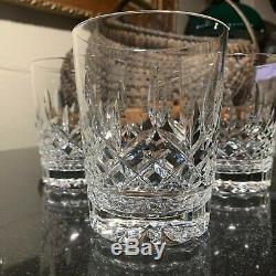 4 Waterford Crystal Lismore 4 3/8 Double Old Fashioned Glasses 12 oz Pristine