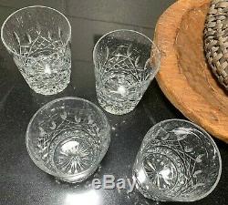 4 Waterford Crystal Lismore 4 3/8 Double Old Fashioned Glasses 12 oz Pristine