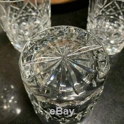 4 Waterford Crystal Lismore 4 3/8 Double Old Fashioned Glasses 12 oz Pristine