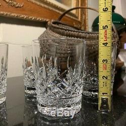 4 Waterford Crystal Lismore 4 3/8 Double Old Fashioned Glasses 12 oz Pristine