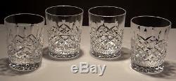 4 Waterford Crystal Lismore Double Old Fashioned Glasses 4 3/8 Made In Ireland