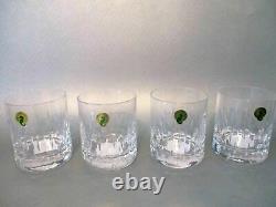 4 Waterford ENIS Crystal Double Old Fashioned Glasses Brandy Whiskey New